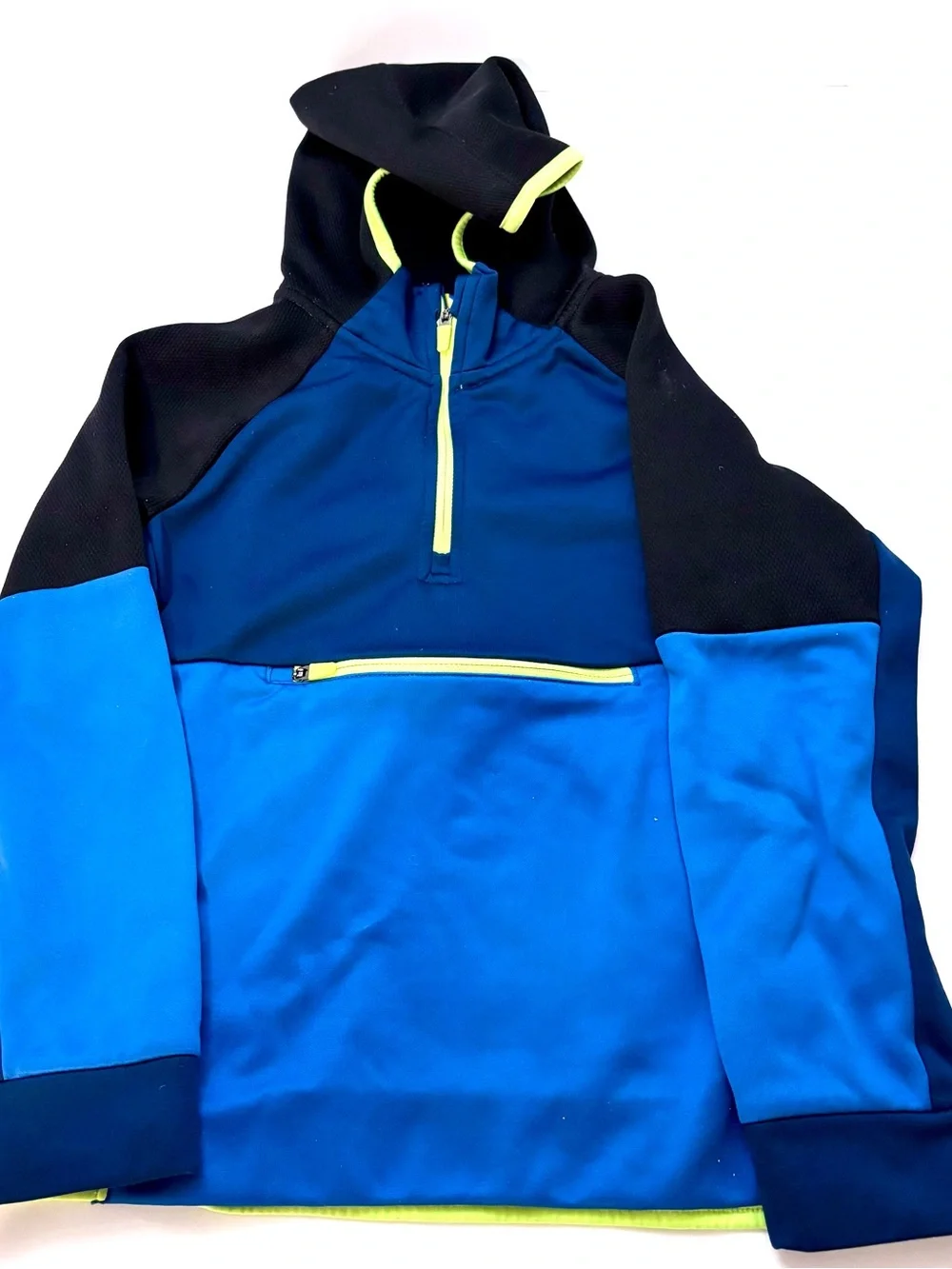 Kids Blue and Neon Tech Fleece Set Matching Hoodie and Pants. Size M/8